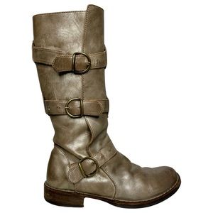 FIORENTINI + BAKER metallic distressed leather boots straps buckles size 37 1/2